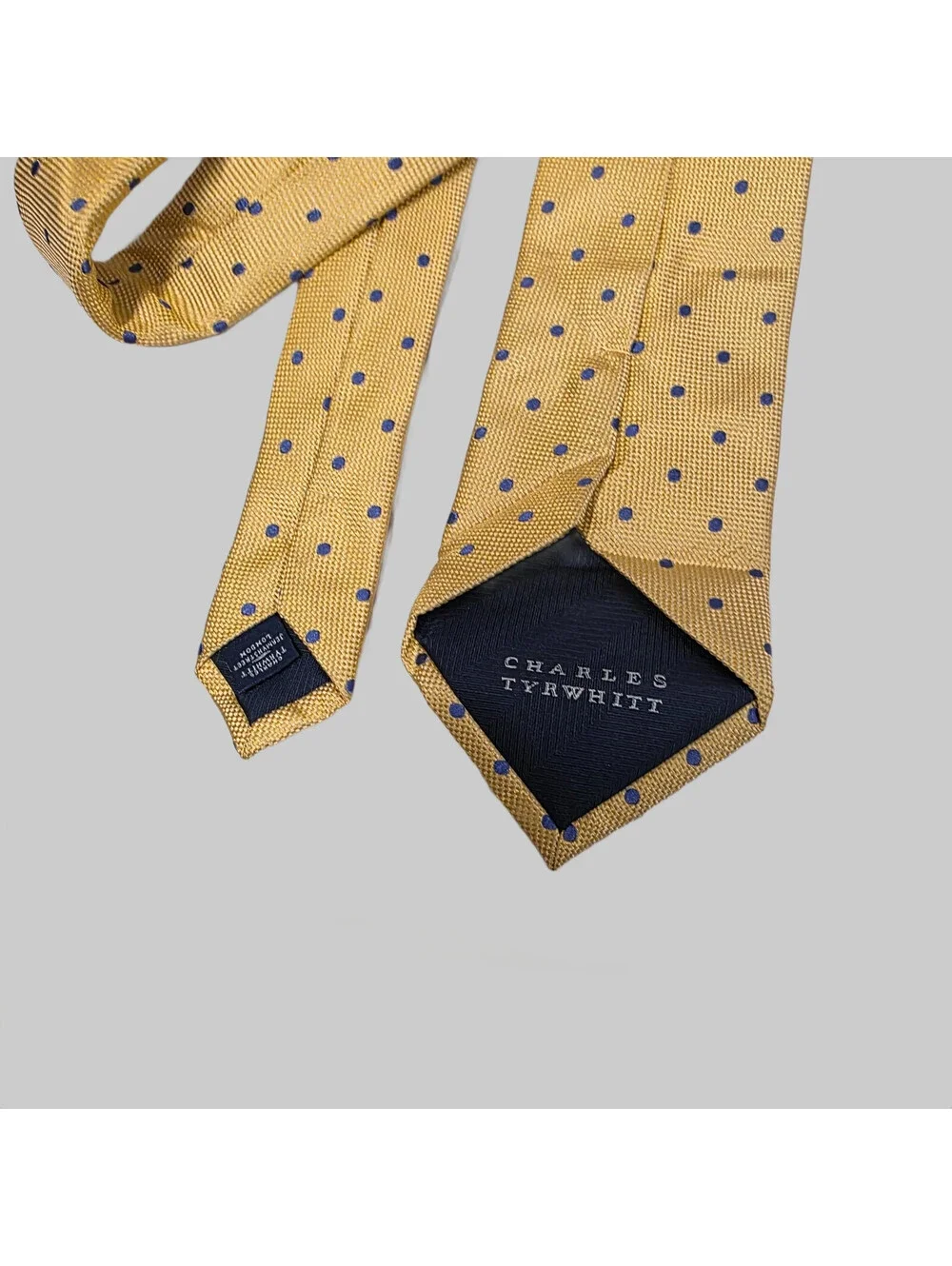 Charles Tyrwhitt Silk Necktie Granadine Polka dots  Yellow Woven Tie 59 x 3.5
